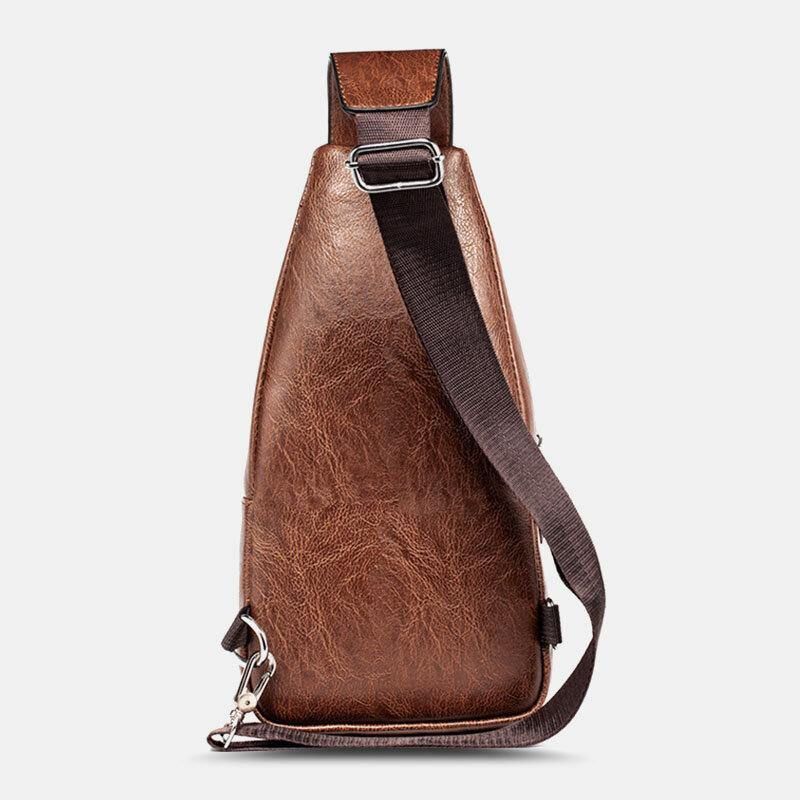 Menn Pu-Skinn Multifunksjonell Vanntett 6.5 Tommers Telefonveske Med Stor Kapasitet Brystveske Crossbody-Vesker