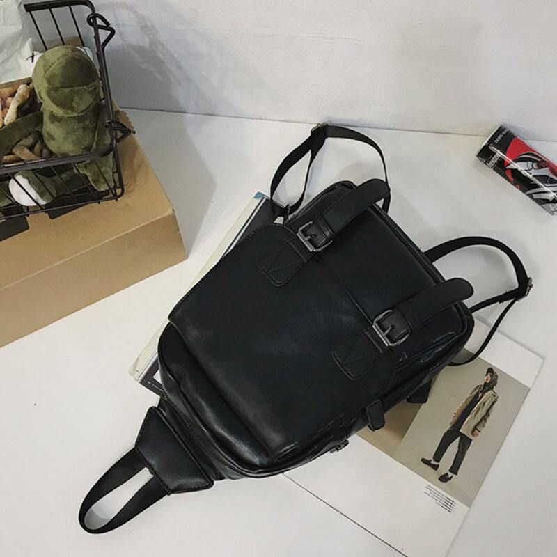 Menn Retro Øretelefonhull Multi-Bære Usb Lading Flerlags Vanntett Crossbody Bag Bryst Bag Sling Bag