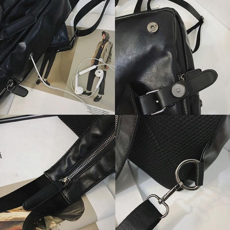 Menn Retro Øretelefonhull Multi-Bære Usb Lading Flerlags Vanntett Crossbody Bag Bryst Bag Sling Bag