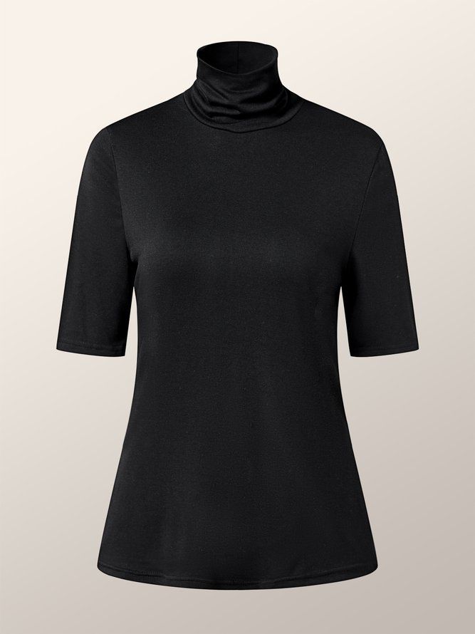 Spring Plain High Neck Slim Fit Lette Daglige Topper