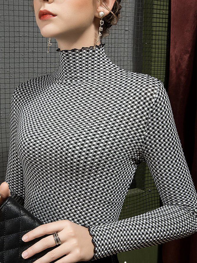 Urban Langermet Turtleneck Geometrisk Tight Topp