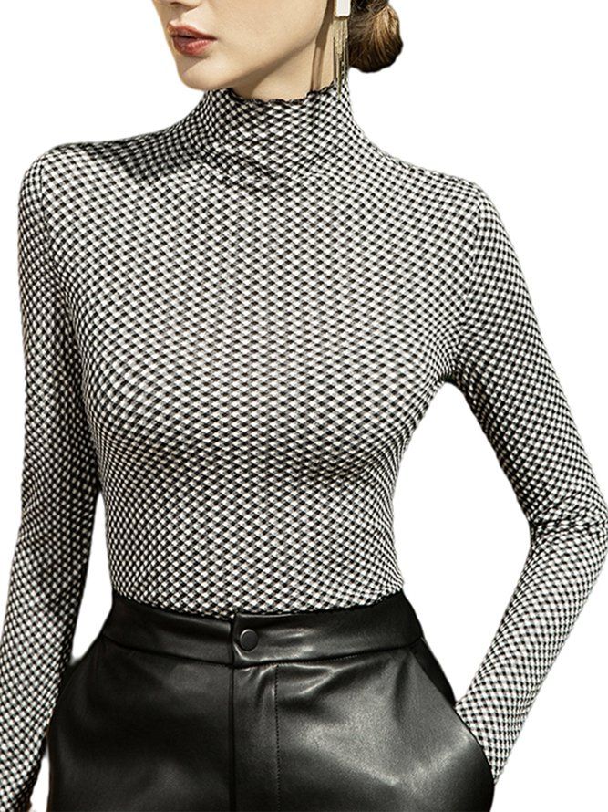 Urban Langermet Turtleneck Geometrisk Tight Topp