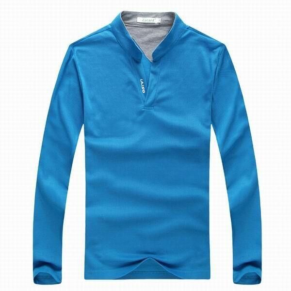 6 Farger Herresport Ensfarget Langermet Golfskjorte Casual Stativ Krage Topper