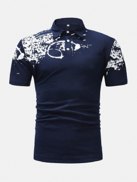 Abstrakt Trykk For Menn Sammenleggbar Krage Kortermet Uformelle Golfskjorter