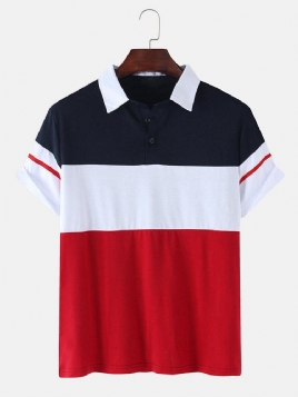 Herre Color Block Patchwork Uformelt Kortermet Golfskjorte