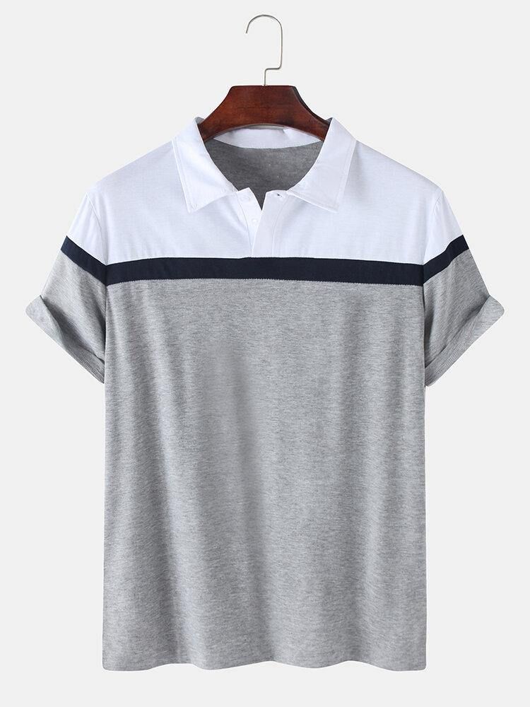 Herre Colorblock Casual Sport Kortermede Golfskjorter