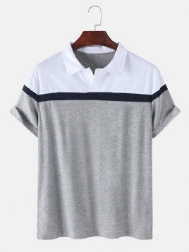 Herre Colorblock Casual Sport Kortermede Golfskjorter