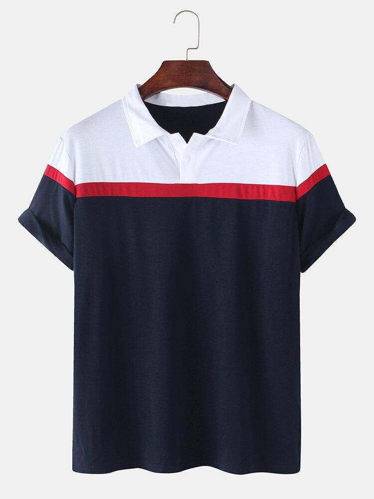 Herre Colorblock Casual Sport Kortermede Golfskjorter