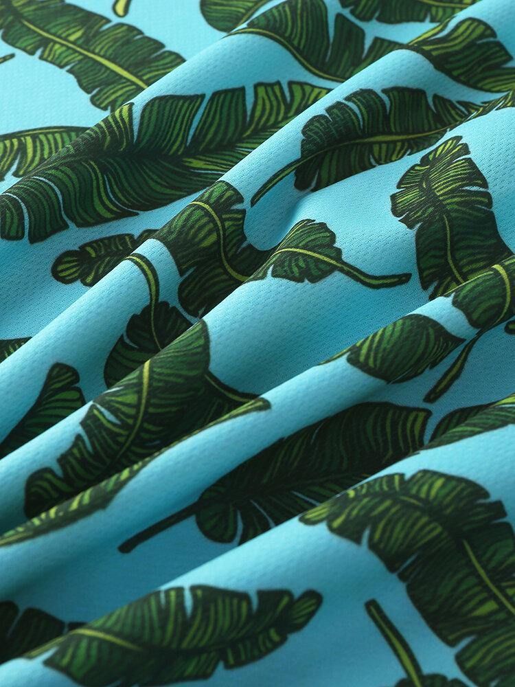 Menn Casual Holiday Banana Leaf Print Golfskjorte