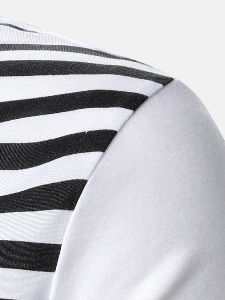 Stripete Lappeteppe Uregelmessige Uformelle Golfskjorter Med Lange Armer