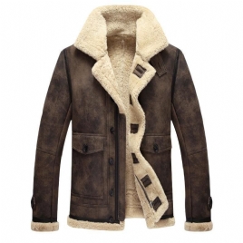 Charmkpr Biker-Jakke For Menn Big Pocket Shearling Imitert Skinn