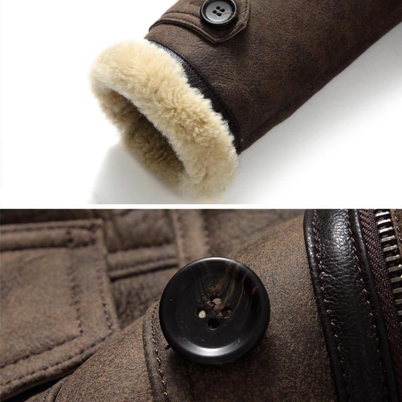 Charmkpr Biker-Jakke For Menn Big Pocket Shearling Imitert Skinn