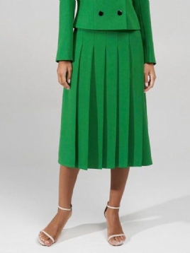 Daily Plain Green Regular Fit Elegant Skirt