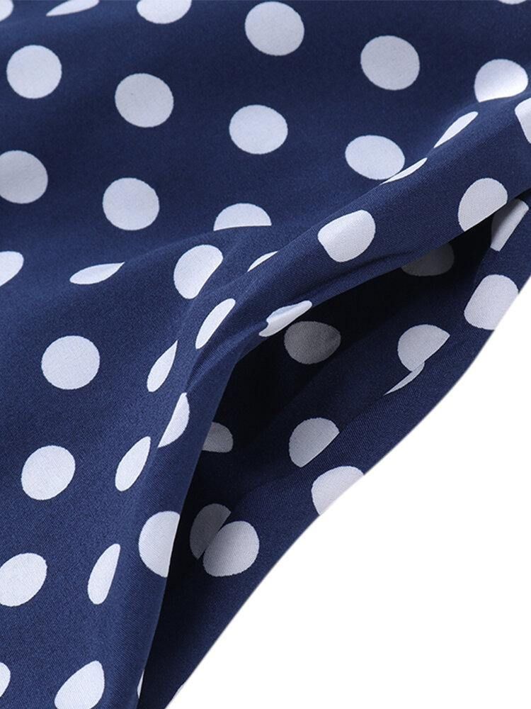 Kvinner Polka Dot Print Loose Big Swing Sidelommer Uformelt Langt Skjørt