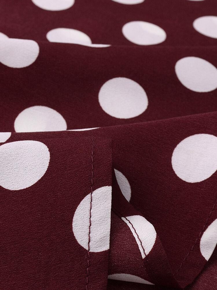 Polka Dot Print Høy Midje Glidelås På Siden Elegante Løse Maxi-Skjørt