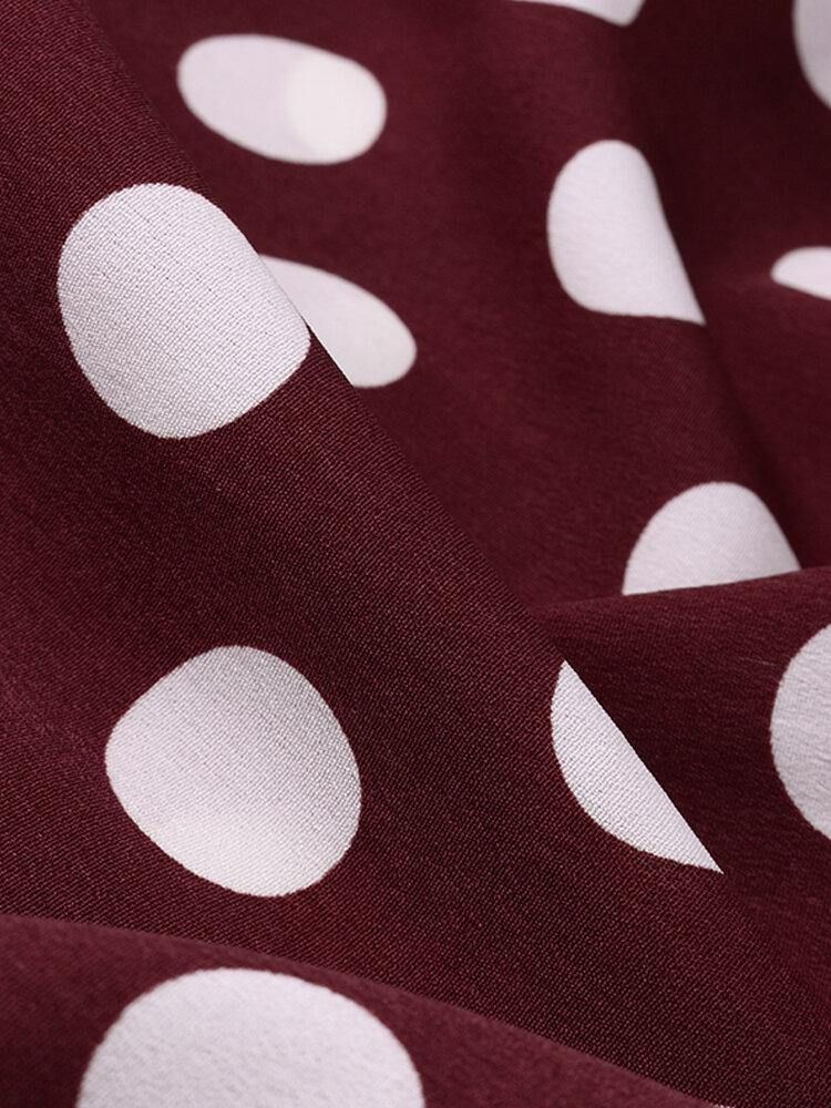 Polka Dot Print Høy Midje Glidelås På Siden Elegante Løse Maxi-Skjørt