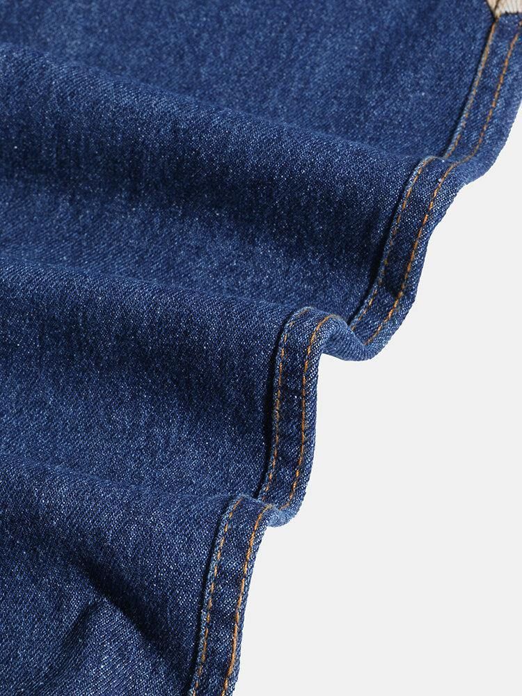 Herre Patchwork Multi Pocket Snøring Elastisk Midje Løs Jogger Jeans