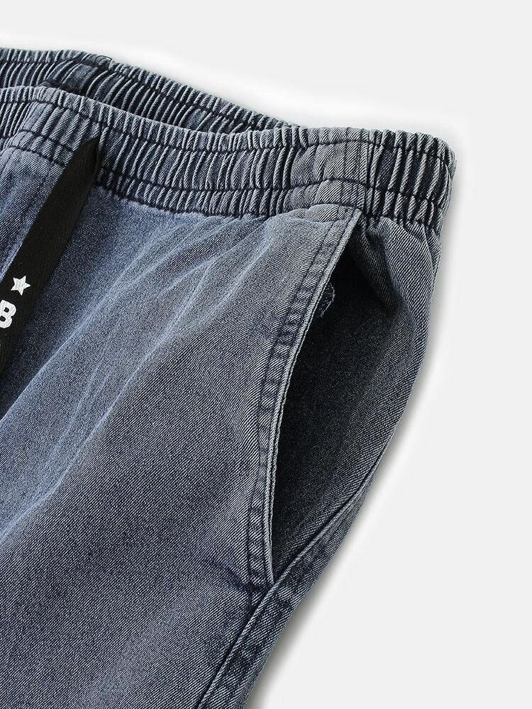 Menns Multi-Pocket Casual Elastiske Mansjetter Stroppning Beam Feet Bukser Jeans