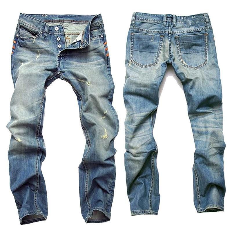 Rippede Foldsøm Rett Vaskede Jeans