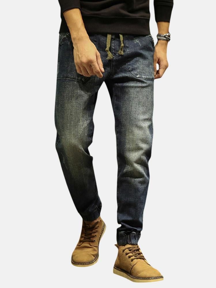 Uformell Snøring Ripped Washed Harem Jeans For Men