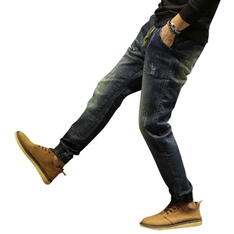 Uformell Snøring Ripped Washed Harem Jeans For Men