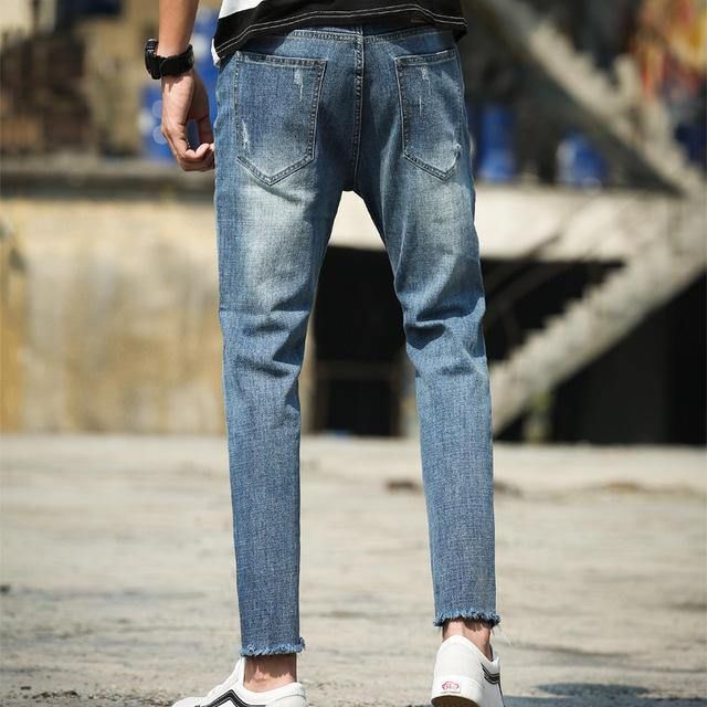 Uformelle Jeans Menns Allsidige Slanke Bukser Stretchbukser For Menn