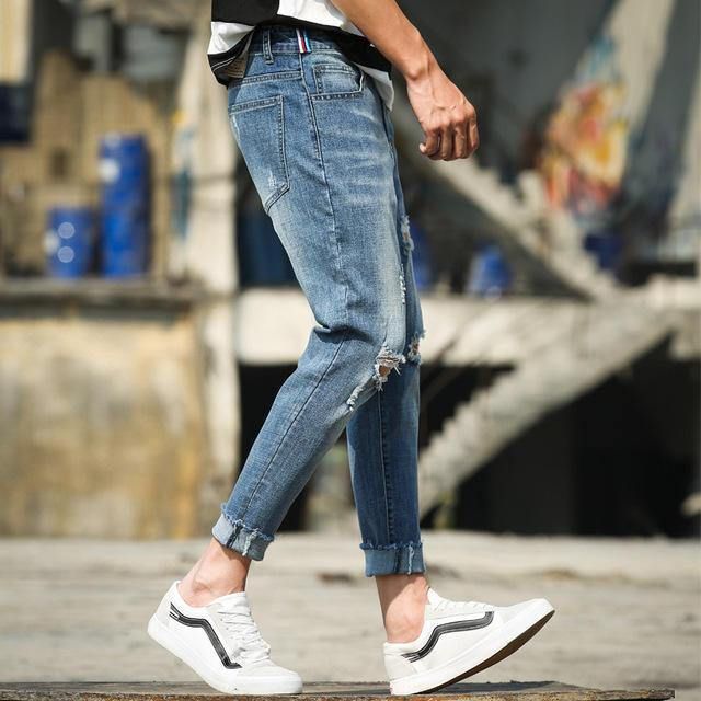 Uformelle Jeans Menns Allsidige Slanke Bukser Stretchbukser For Menn