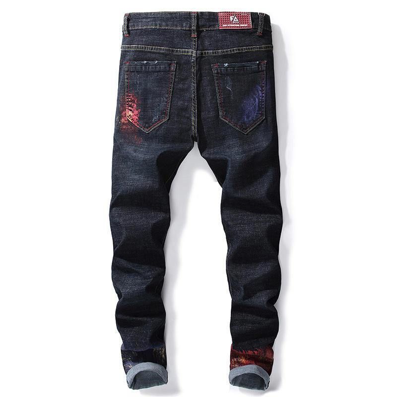 Utskrift Hip-Hop Design Fargerike Hull Jeans