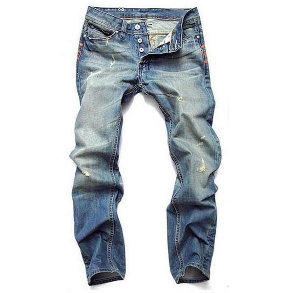 Vintage Hull For Menn Lyseblå Rette Jeans Med Smal Knapp