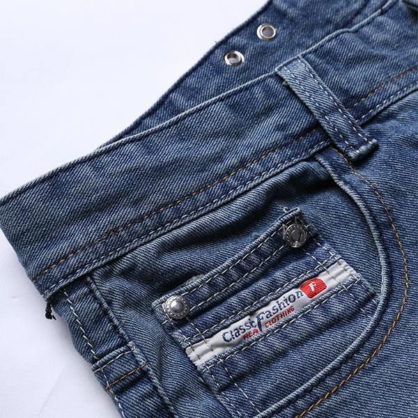 Vintage Hull For Menn Lyseblå Rette Jeans Med Smal Knapp