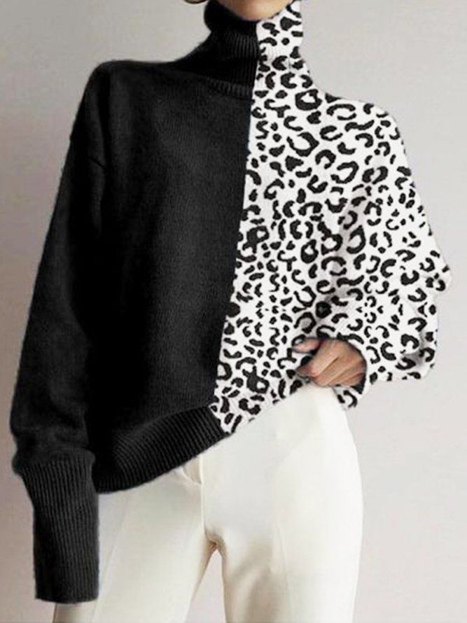 Leopard Casual Langermet Shift-Genser