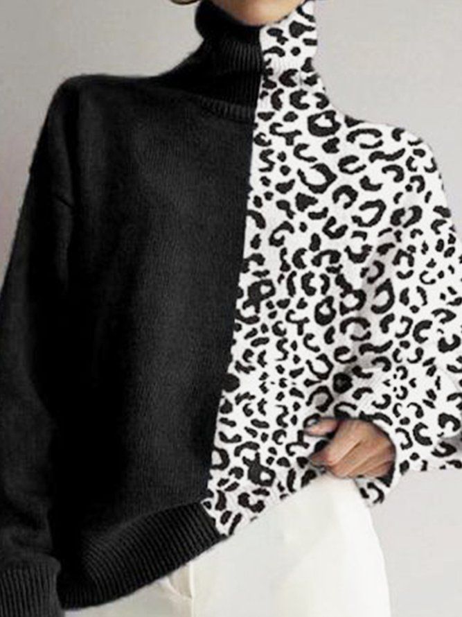 Leopard Casual Langermet Shift-Genser