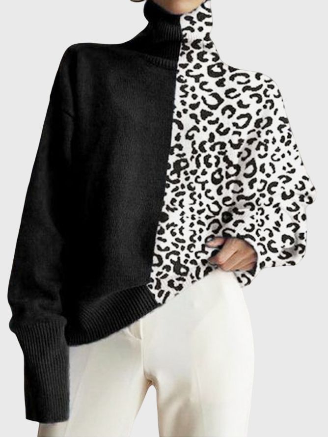 Leopard Casual Langermet Shift-Genser