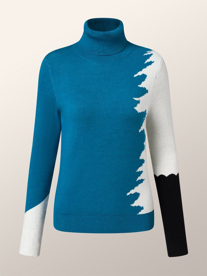 Mote Langermet Turtleneck Color Block Genser