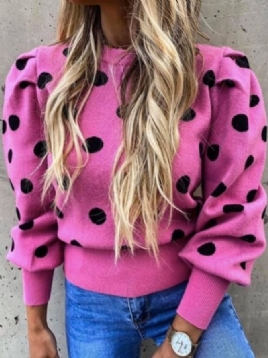 Vinter Med Rund Hals Regular Fit Polka Dots Polka Dots Langermet Daily Sweater