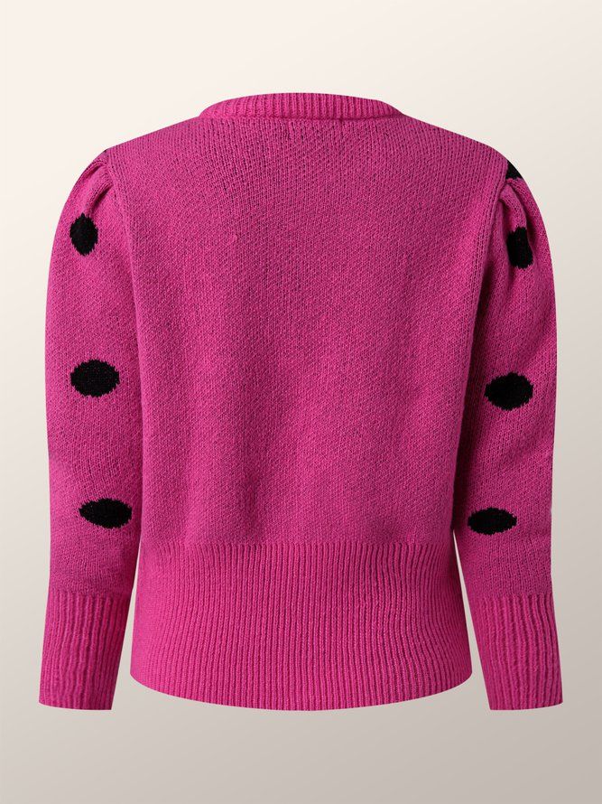 Vinter Med Rund Hals Regular Fit Polka Dots Polka Dots Langermet Daily Sweater