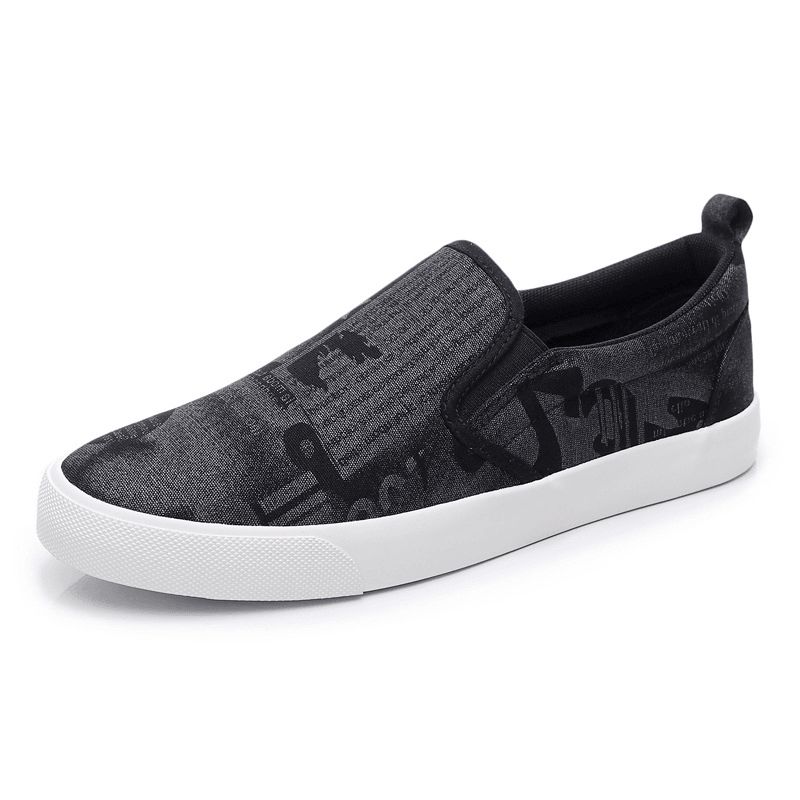 Herre Canvas Pustende Slip On Comfy Casual Court Flat Shoes