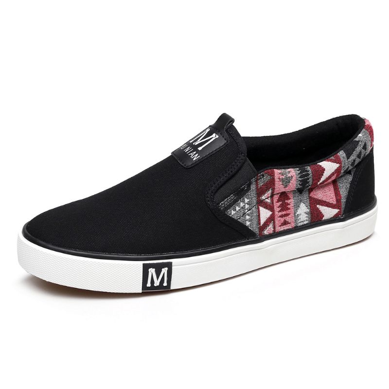 Menn Canvas Pustende Slip-On Sklisikker Myke Fritidssko