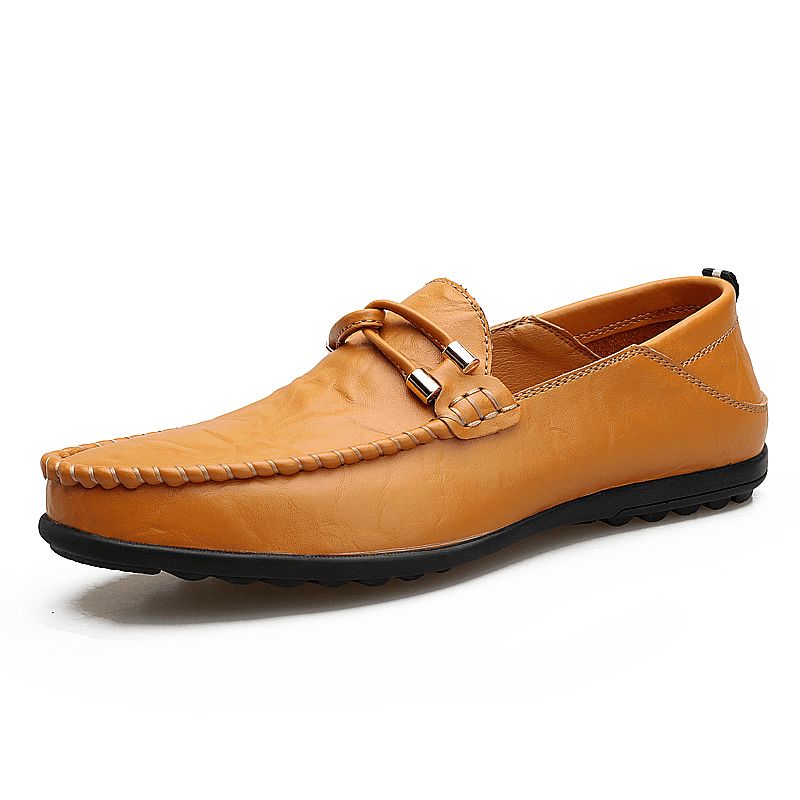 Menn Kuskinn Skinn Pustende Myk Bunn Komfortabel Slip On Casual Business Sko