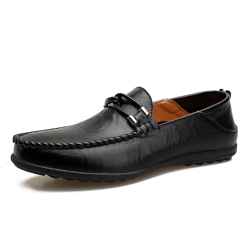 Menn Kuskinn Skinn Pustende Myk Bunn Komfortabel Slip On Casual Business Sko