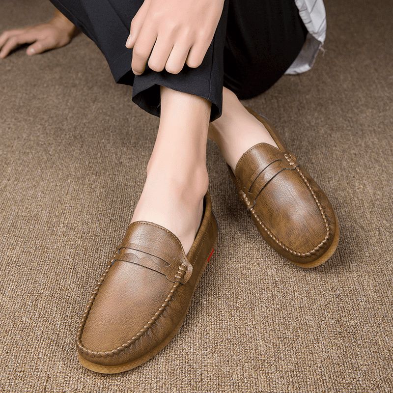 Menn Mikrofiber Pustende Komfortabel Bunn-Slip-On-Kjøreloafers Uformelle Skinnsko