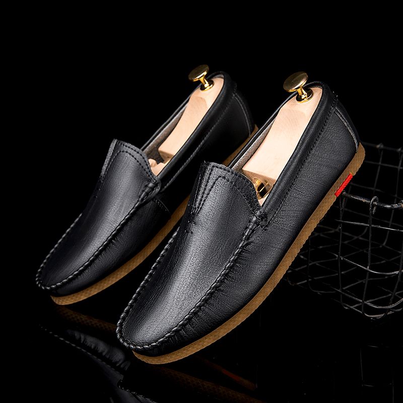 Menn Mikrofiber Pustende Komfortabel Bunn Slip På Kjøring Casual Leather Loafers Sko