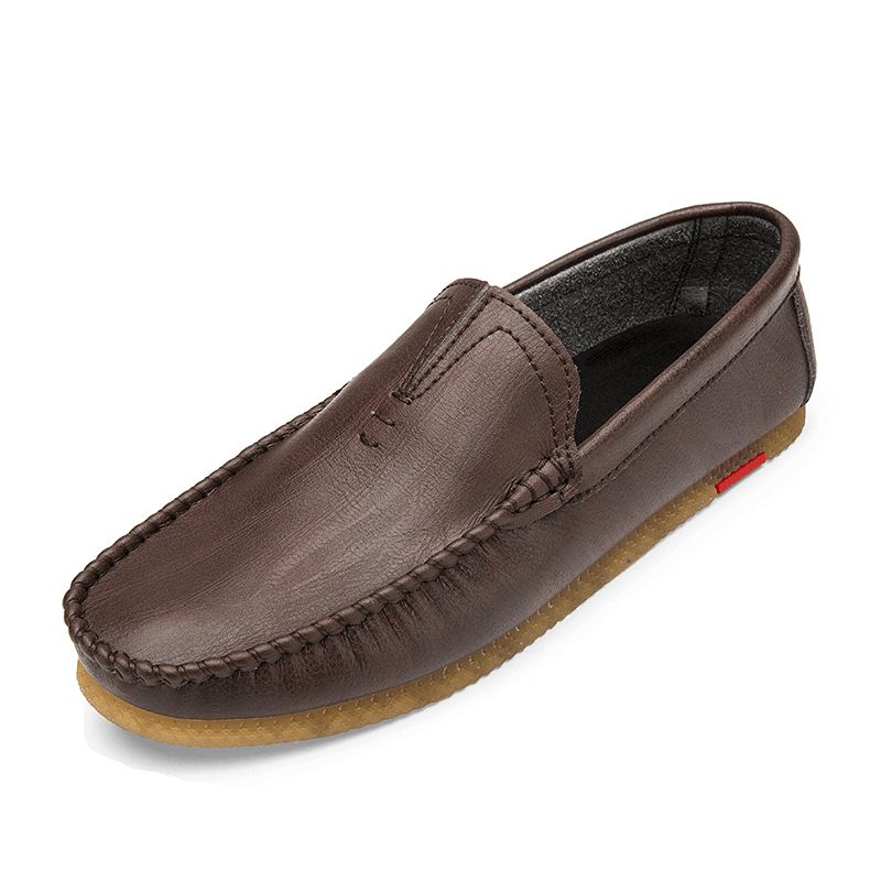 Menn Mikrofiber Pustende Komfortabel Bunn Slip På Kjøring Casual Leather Loafers Sko