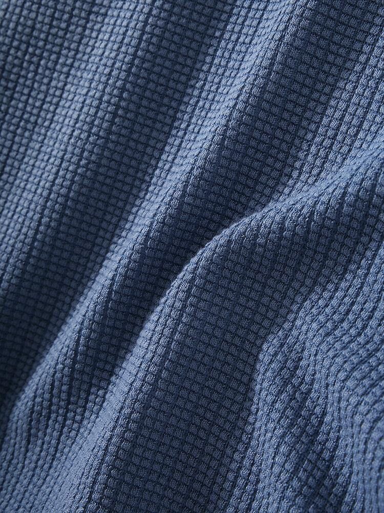 Strikkede Jacquard Langermede Henley-Skjorter Med Solid Tekstur For Menn