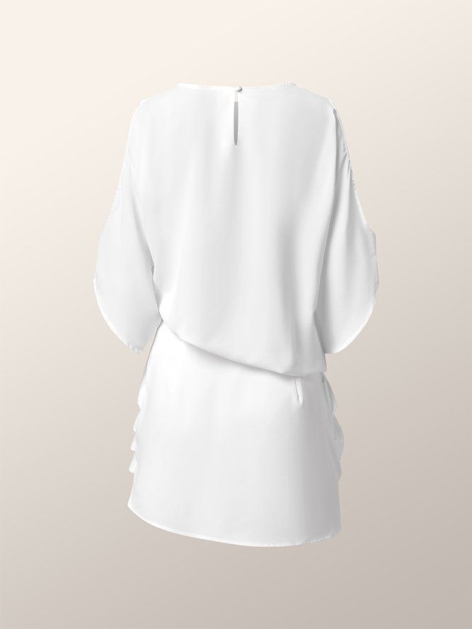 Elegant Midi-Kjole Med Frillermer