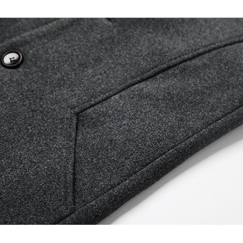 Menn Business Casual Ull Trench Coat Mellomlang Single Breasted Slim Fit Coat