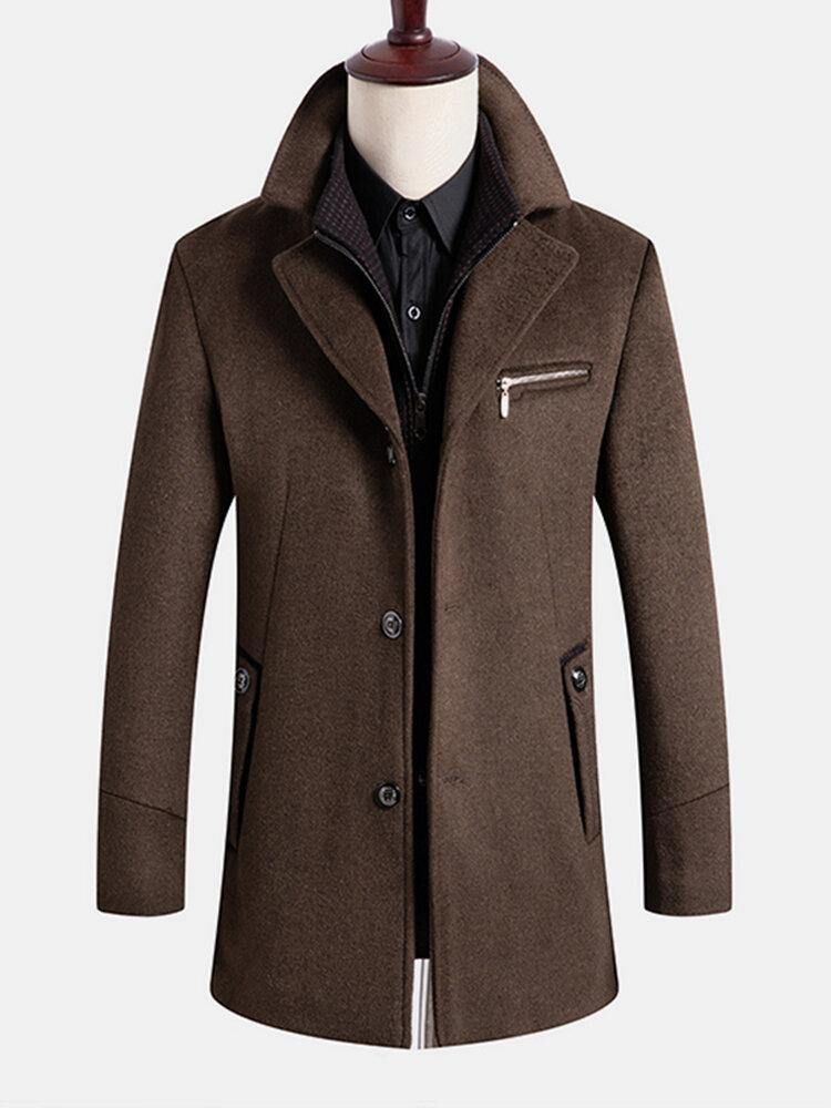 Single-Breasted Business Mellomlange Trenchcoats I Ull Med Avtakbar Vest