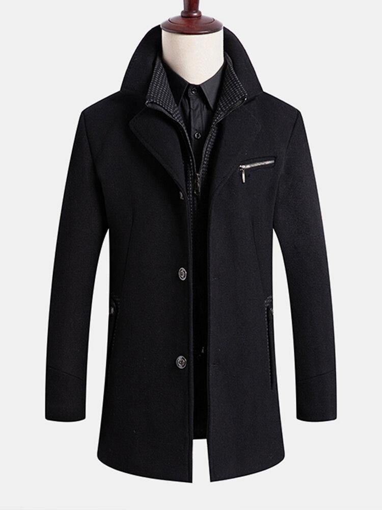 Single-Breasted Business Mellomlange Trenchcoats I Ull Med Avtakbar Vest