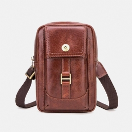 Menn Ekte Skinn Retro Mote 5.8 Tommers Telefonveske Multi-Bære Crossbody Bag Midjeveske