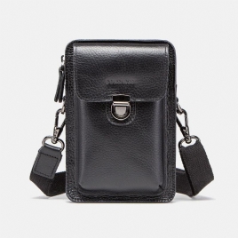 Menn Ekte Skinn Retro Uformelt Utendørs Multi-Bære Telefonveske Crossbody Bag Midjeveske For 5.8 Tommers Telefon